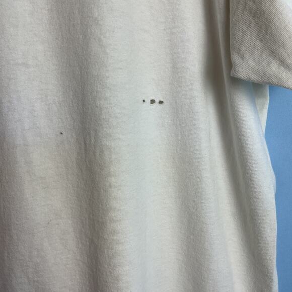 Oneita Big Johnson Thrashed Cotton Crewneck Fishing Tee White XL Made in USA - Picture 9 of 14